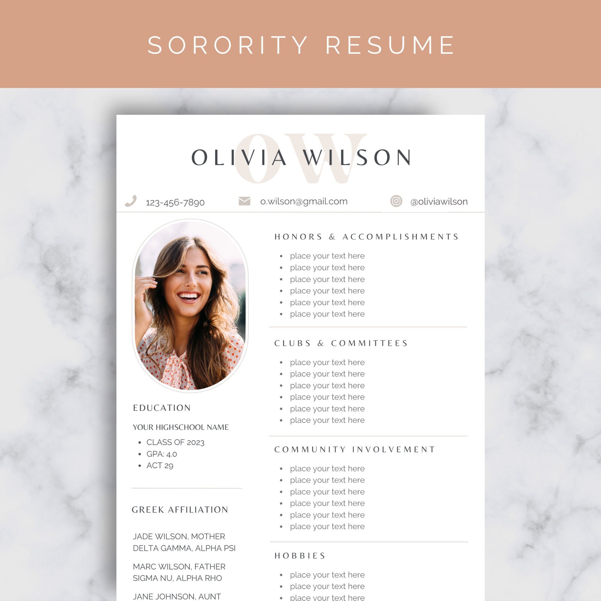Sorority Resume Template Bundle - Il Fullxfull.5041082988 Si21 