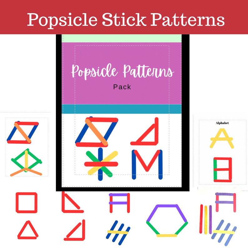 Popsicle Stick Patterns Printable, Fine Motor Skills, Kindergarten ...