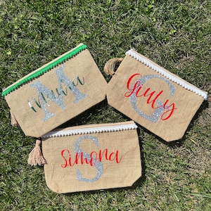 Trousse de beauté en jute personnalisable