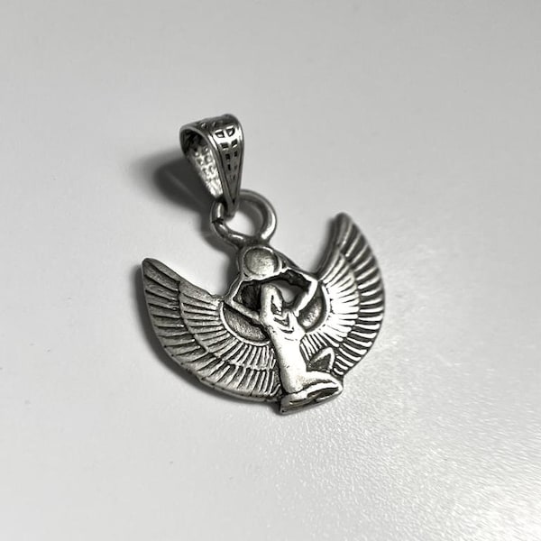 Handmade Egyptian 925 Sterling Silver Pendant Isis Goddess Ancient Egypt Charm Amulet