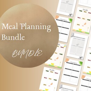Pakiet Citrus Meal Planning Bundle Organizacja żywności Planer menu Pakiet menu Bright Planer posiłków A4