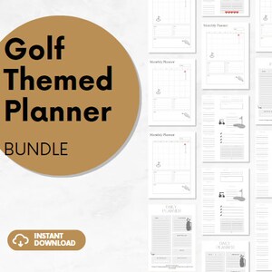 Planificador imprimible con temática de golf Planificador diario semanal anual de golf Paquete de conjunto de planificador deportivo