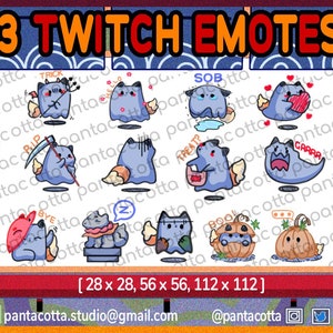 13 Mini Ghost Fox Chibi Kawaii Emotes for Twitch, Discord, YouTube and Stream