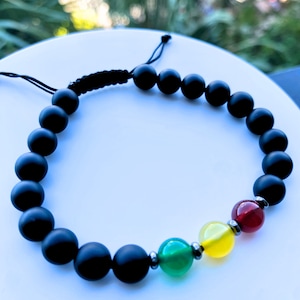 Handmade Jamaica Rasta Natural Stone Bead Bracelet For Him