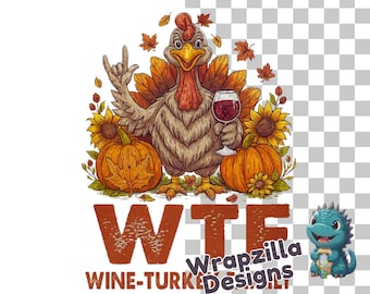ASL I Love You Turkey Clipart PNG, Thanksgiving “WTF” Wine Turkey Family, Deaf Art