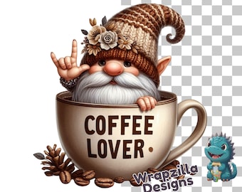 ASL Coffee Gnome PNG: I Love You Sign (Digital Download)
