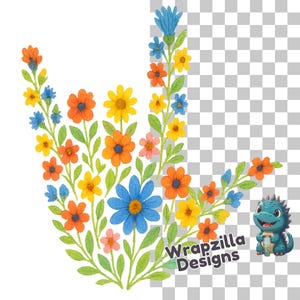 Floral ASL ich liebe dich Clipart PNG, bunte Handzeichensprache Kunst, Taub Bewusstsein Sublimation, amerikanische Gebärdensprache Digital Download