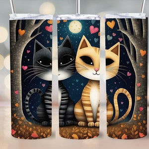 Cat Tumbler Wrap 20oz Skinny Sublimation Design Straight and Tapered PNG Instant Download 9.3&quot;x8.2&quot;