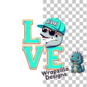Miami Delphin Liebe Clipart PNG, cooler Delphin mit Hut und Sonnenbrille, Sublimations-UV-DTF druckbare Grafik für Sommerküstendesigns