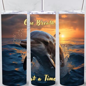 Mindful Moments, zelfzorg dolfijn beker wrap 20oz mager sublimatie ontwerp recht taps toelopend png instant digitale download, innerlijke rust