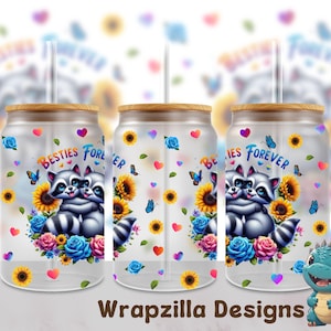 Envoltorio de vidrio para lata "Mejores amigos para siempre" (PNG), frase de afirmación de mejores amigos, lindo mejor amigo (PNG), taza de café helado compatible con UV-DTF