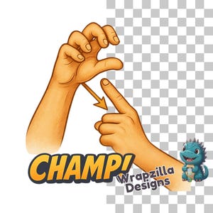 ASL CHAMP Clipart PNG, Deaf Slang Sign Language Illustration, Expressive Hand Sign Digital Art, Motivational Deaf Culture Graphic