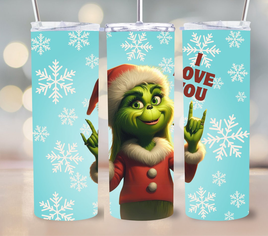ASL Grinch Tumbler Wrap: I Love You, Deaf Pride (20oz Skinny ...