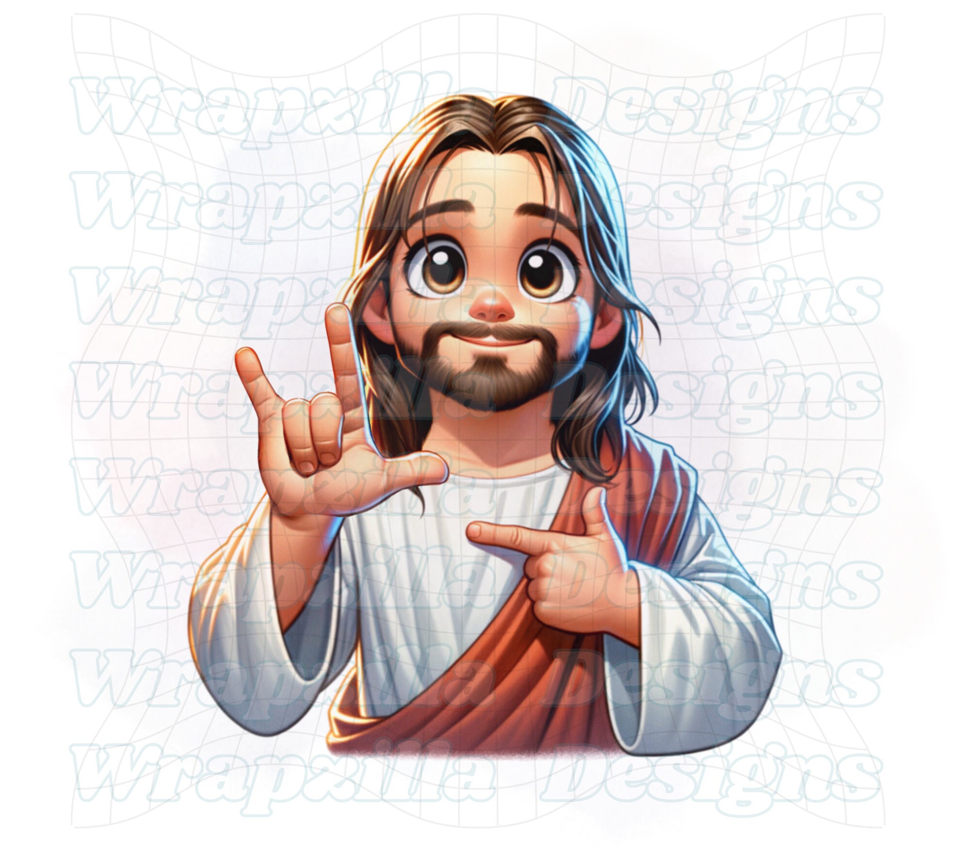 ASL Tumbler Wrap American Sign Language Kids' Cartoon Jesus Ily 20oz ...