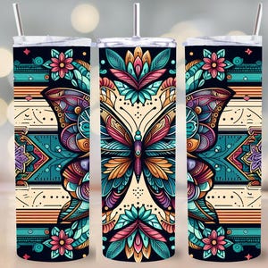 Butterfly Tumbler Wrap 20oz Skinny Sublimation Design Instant Digital Download PNG Straight Tapered 9.3"x8.2"
