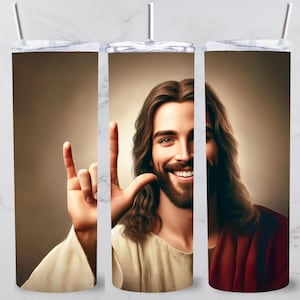 Jesus ASL Tumbler Wrap American Sign Language ily 20oz Skinny Sublimazione Design PNG Download immediato Ti amo sordo