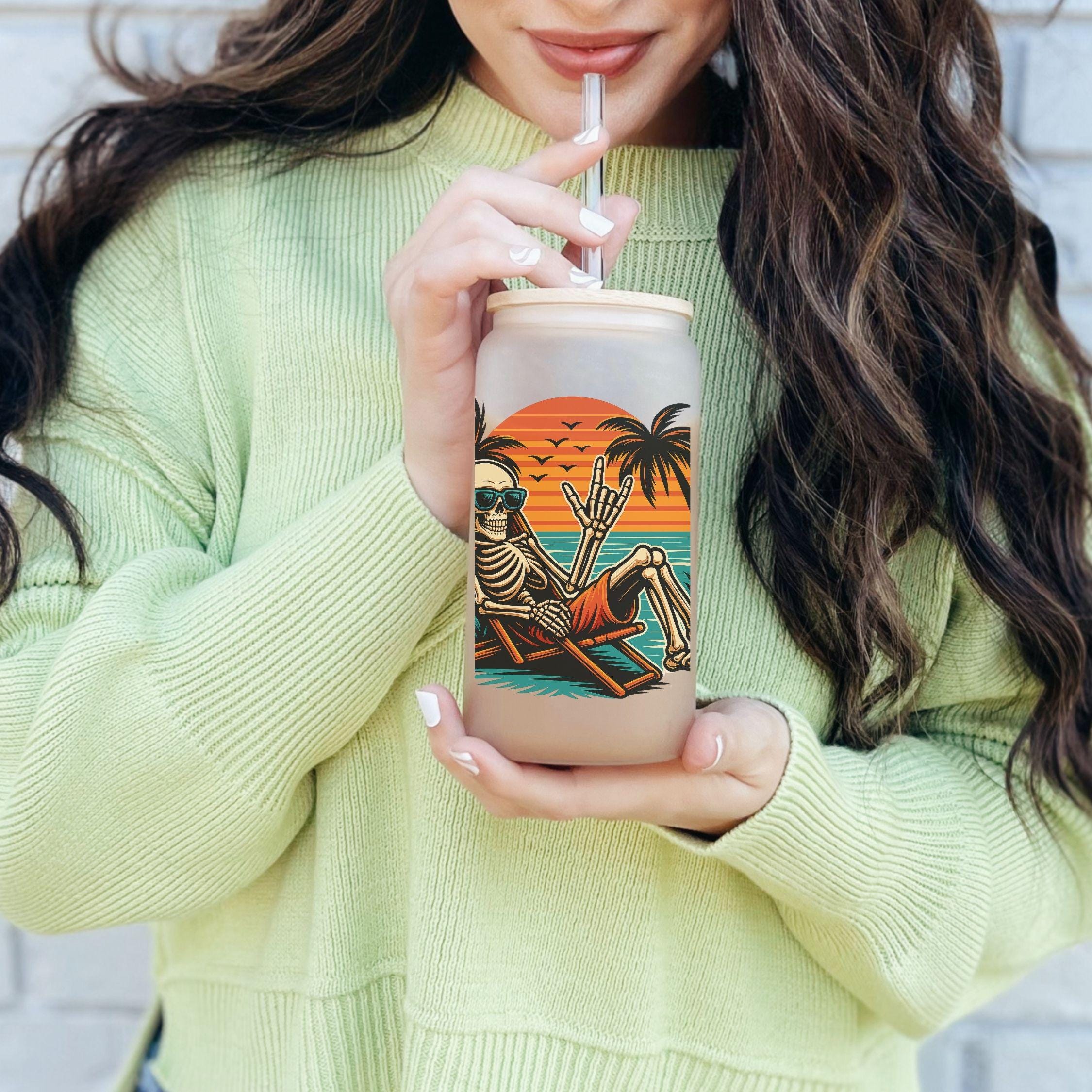 ASL Skeleton Beach Sunset PNG: I Love You Hand Sign, Sublimation Design ...