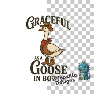 Drôle d'oie en bottes PNG, cow-boy des cliparts animaux de la ferme, conception d'oie de l'Ouest pour chemises de sublimation, Art imprimable rustique