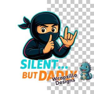 ASL忍者パパクリップアートPNG、静かでお父さんらしい面白い手話アート、愛してる手PNG、聴覚障害のある父親のユーモア、非言語デジタルダウンロード