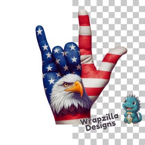 ASL I Love You Hand PNG: Amerikaanse vlag Amerikaanse zeearend sublimatie (digitale download)