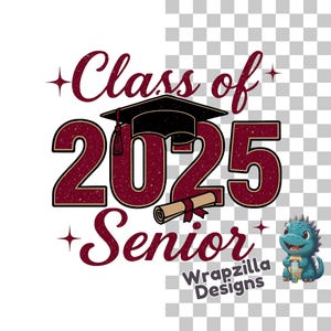 Klasse von 2025 Senior PNG Burgunder Glitter, Abschlusskappe und Diplom-Sublimationsdesign, roter Glitzer-Grad digitaler Download