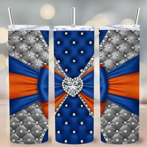 Blauworanje strik beker wrap, glamour diamant 20oz beker png, satijnen lint sublimatie, luxe strass wrap, bling cadeau voor haar