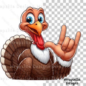 ASL Turkey Clipart PNG, Thanksgiving I Love You Sign Language Art, Inclusive Fall Craft Design