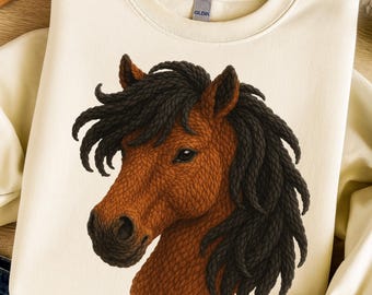 Yarn Texture Horse PNG: Faux Embroidery Clipart (Digital Download)