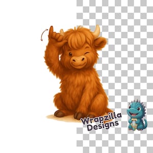 Highland Cow ASL Cow Sign PNG, Cute Farm Animal Clipart, Sign Language Digital Art, Brown Cow Sublimation Design