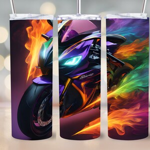 Street Bike Bright Design 20oz Skinny Tumbler Sublimazione Wrap Design Dritto SOLO PNG Download immediato Motociclisti 9,3"x8,2"