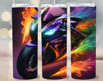 Sublimatieontwerp voor straatfietsbeker: heldere vlammen (digitale png-download)