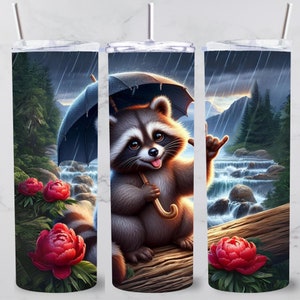 Raccoon ASL ily gobelet Wrap langue des signes américaine 20 oz maigre sublimation design droit PNG TÉLÉCHARGEMENT numérique instantané seulement je t'aime