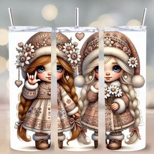 ASL Gnome Girls 20 oz Skinny Tumbler Wrap PNG, Sublimation Design, Deaf and Nonverbal Inclusion Gift, Cute Digital Download for Crafters