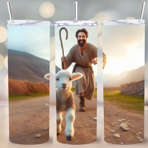 Bibel Tumbler Wrap Verlorene Schafe 20 Unzen Skinny Sublimation Designs Christian Tumbler, religiös, Glaube, PNG Sofortdownload Matthäus 18:12,13