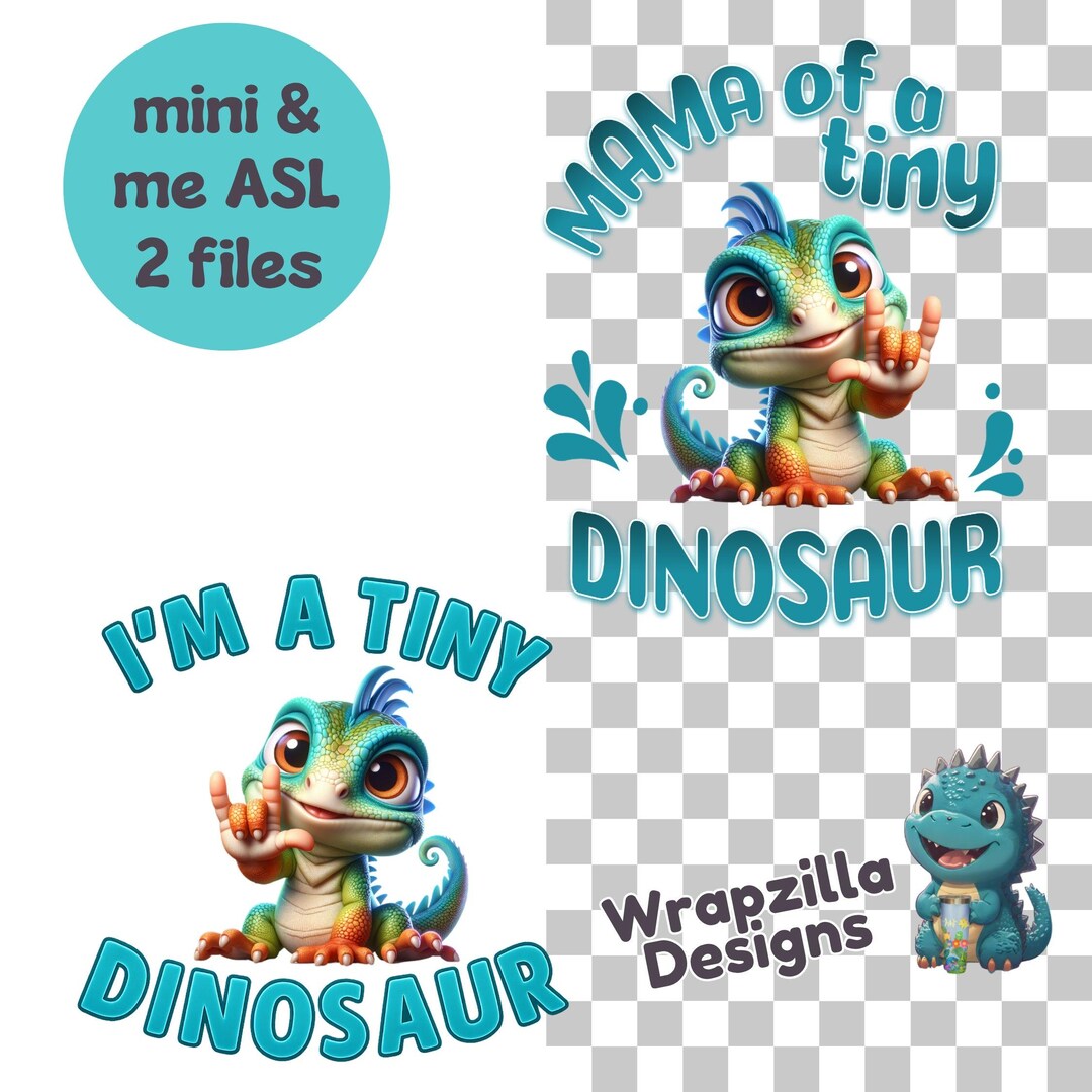 ASL Dinosaur Clipart Bundle: Mama & Baby Dino Sign Language PNG ...