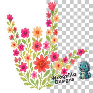 Floral ASL ich liebe dich Clipart PNG, bunte Handzeichensprache Kunst, Taub Bewusstsein Sublimation, amerikanische Gebärdensprache Digital Download