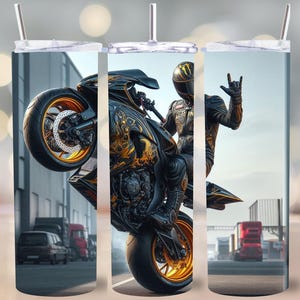 ASL "Ti amo Biker" Tumbler Wrap PNG, 20 oz, Design a sublimazione sottile, Arte acrobatica in moto, Regalo per motociclisti sordi, Moto sportiva Superbike 9,3"x8,2"