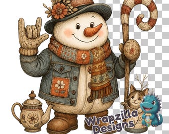 ASL Snowman PNG: I Love You Hand Sign, Christmas Clipart (Digital Download)