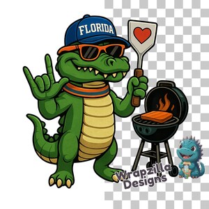 Grillen Gator PNG mit ASL ich liebe dich Hand, lustige Florida BBQ Clipart für Sublimation, Taube Bewusstsein digitaler Download