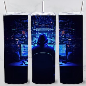 Computer beker wrap gamer pc-kunst 20oz mager sublimatie ontwerp recht taps toelopend PNG Instant Download gamer 9,3 x 8,2 inch blauw