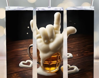 ASL I Love You Beer Tumbler PNG: Deaf Pride Sublimation Design (Digital Download)