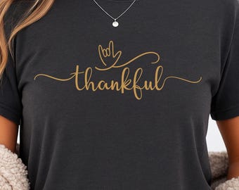 ASL Thankful PNG : I Love You Hand Sign, Fall Thanksgiving Script, Digital Download