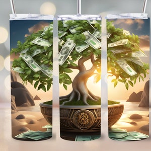 Scherzo sul Money Tree Tumbler Wrap "I soldi crescono davvero sugli alberi", 20 oz, design sottile a sublimazione, dritto, conico, PNG, download immediato, 9,3"x8,2"