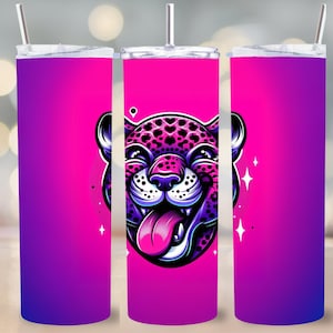 Jaguar Tumbler Wrap Cat Sublimation Design 20oz Skinny Straight Tapered PNG Instant Download Bible 9.3"x8.2"