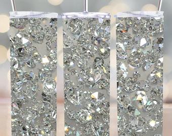 Diamond Glitter Tumbler Wrap PNG: Rhinestone Sublimation Design (Digital Download)