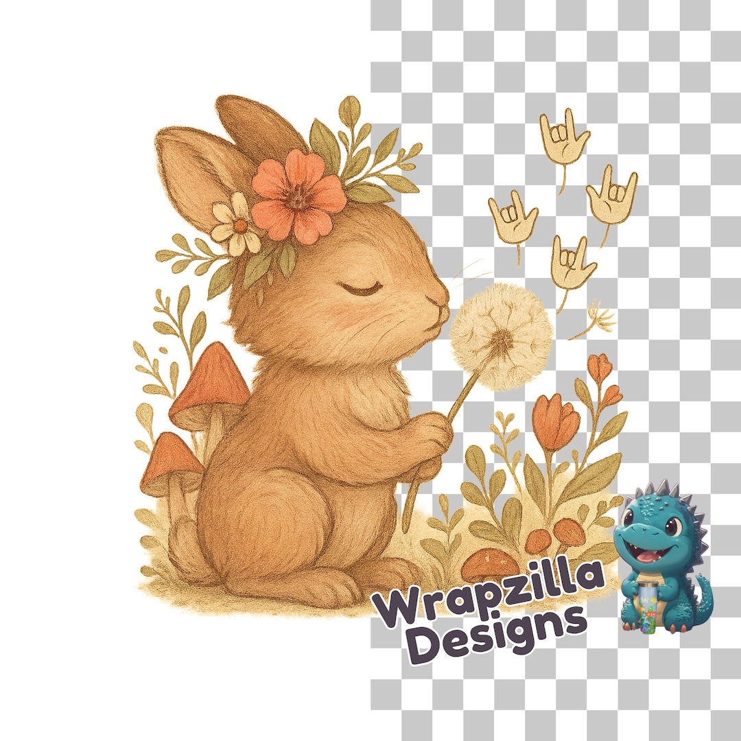 ASL Bunny Dandelion PNG, Sign Language I Love You Rabbit Clipart, Deaf ...