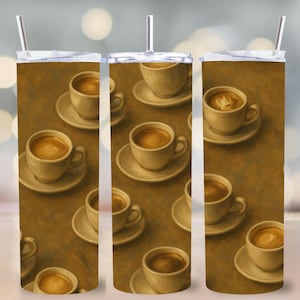 Espresso Coffee Tumbler Wrap: Vintage Cafe Latte Design (PNG Digital Download)