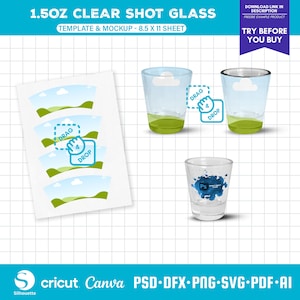 1.5oz Shot Glass Template, Shot Glass Wrapper, Shot Glass Svg, Shot Glass Sublimation, Drag and Drop Canva Template, PSD Mockup