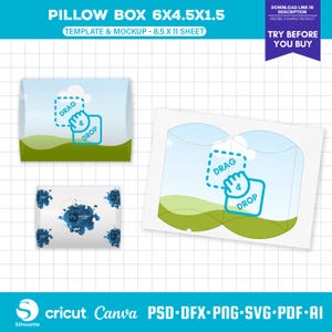 Pillow Box Template, Favor Box Template, Box Template svg, Gift Box Template, Cut Files, DIY Gift Box, Party Box Label, Box Mockup, PSD