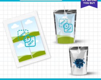 Juice Pouch Label Template, Capri Sun Mockup, Canva PSD (Digital Download)